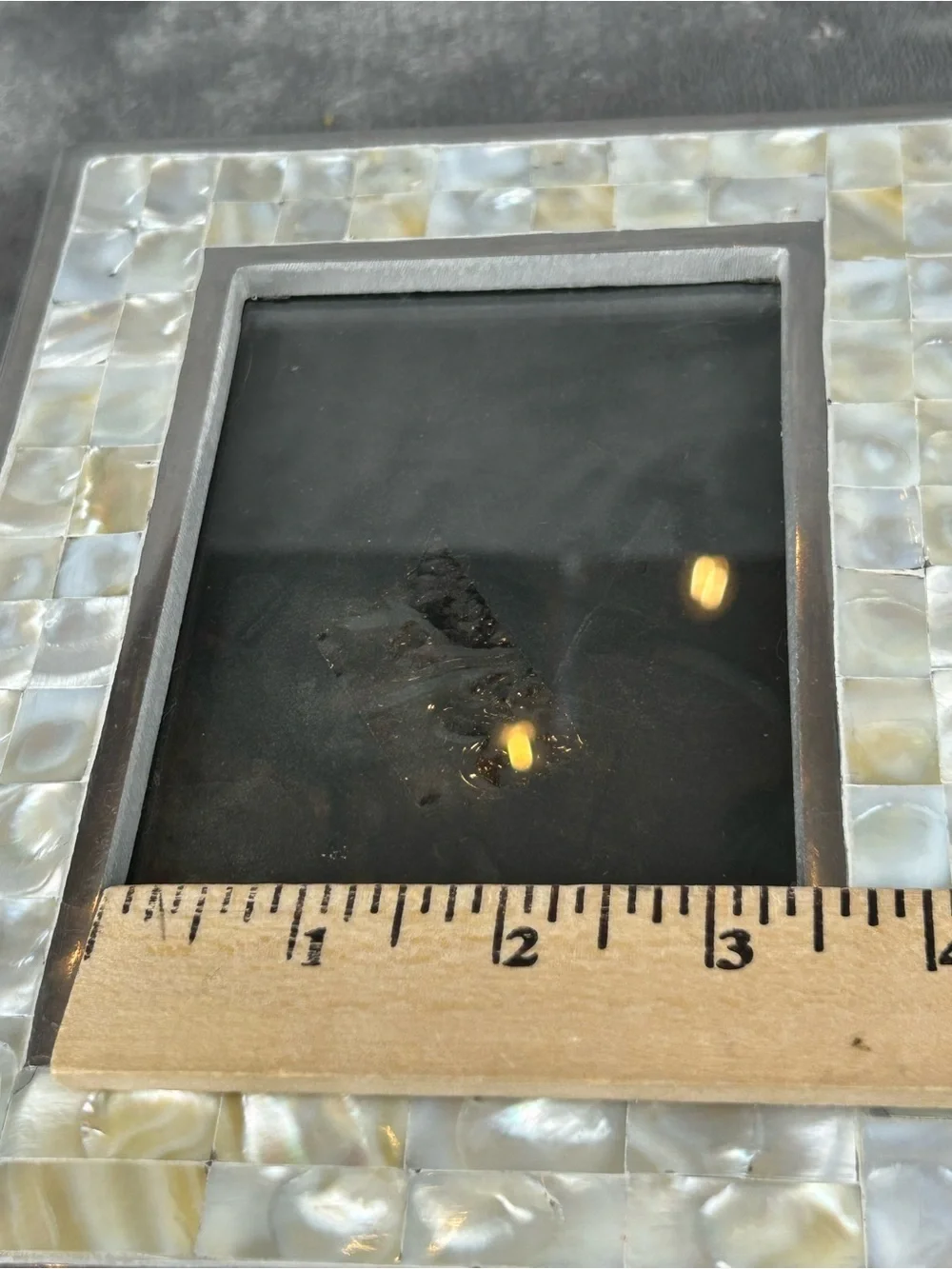 Vintage Mother Of Pearl Frame For 4x6” Silvertone Metal Easel Back Coastal Vibes